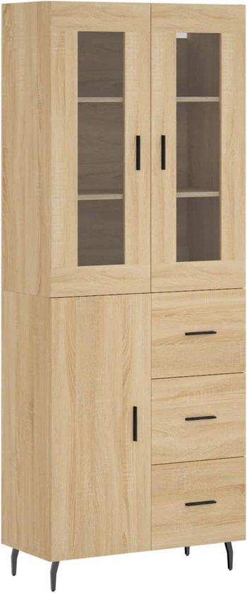 vidaXL Hoge kast 69,5x34x180 cm bewerkt hout sonoma eikenkleurig