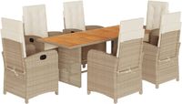 vidaXL 7-delige Tuinset met Kussens Poly Rattan Gemengd Beige