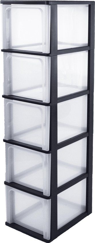 IRIS Organizer Chest A4 - 5 Drawers - 13L - Plastic - Black/Transparent