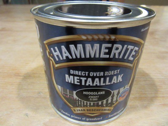 Hammerite Hoogglans Zwart S060 - 250ML - Direct over roest - Metaallak