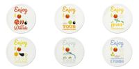Excelsa Enjoyable Set van 6 pizzabellen, diameter 31 cm, porselein, meerkleurig