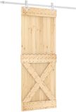 vidaXL Schuifdeur 80 x 210 cm Massief Pine Hout (Onbehandeld)