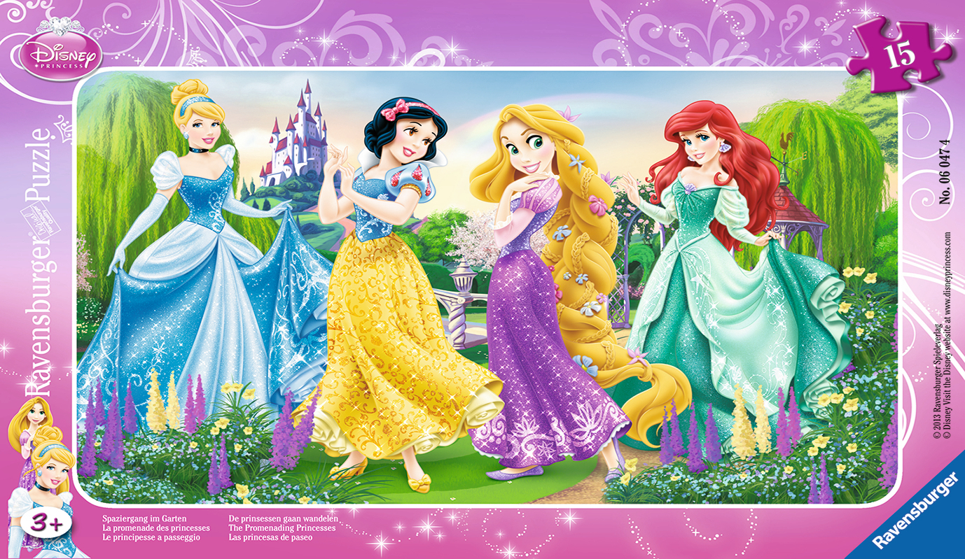 Ravensburger 06047 - Puzzle Enfant avec cadre - Princesses Disney - La Promenade des Princesses - 15 Pièces