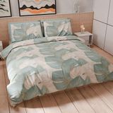 PETTI Artigiani Italiani Dekbedovertrek voor tweepersoonsbed 250 x 200 cm, microvezel beddengoed met digitale print + 2 kussenslopen 50 x 80 cm - Made in Italy - Tropical Celeste O
