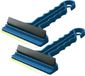 Prosperplast 1 Sp. Z O.o Grattoir / grattoir de vitre de voiture - 2x - bleu - plastique - avec lame dure - raclette en caoutchouc - 9 x 16 cm