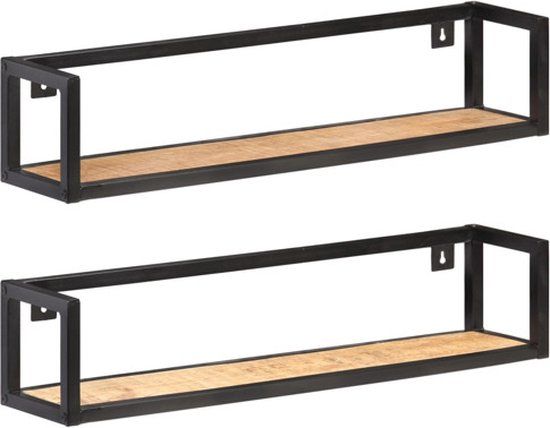 vidaXL Wandschappen 2 stuks 80 cm ruw mangohout