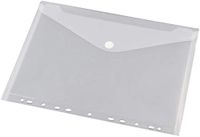HF2 135361 documentenmappen A4 (verpakking met 10 stuks) van doorschijnend PP, met klittenbandsluiting, meervoudig geperforeerd, 11 gaten, wit