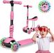 Tricycle vélo d'équilibre 3-en-1, rose, avec éclairage LED