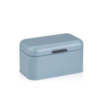 kela FRISCA Broodtrommel van metaal met ventilatiegaten, 30 x 18 x 16,5 cm, kleine broodtrommel met klapdeksel, blauw