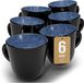 PURE LIVING INTERIOR DESIGN Pure Living Ibiza Dark Set Van 6 Koffiemokken - 435ml - Diepblauw - Aardewerk - Vaatwasserbestendig - Magnetronbestendig