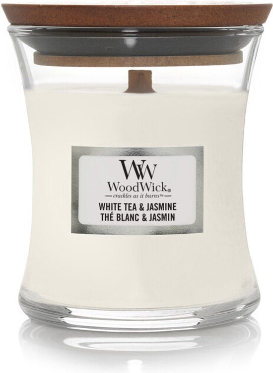 Woodwick White Tea & Jasmine Mini Candle - 20 Hour Burn Time