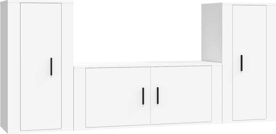 vidaXL 3-delige Tv-meubelset bewerkt hout wit