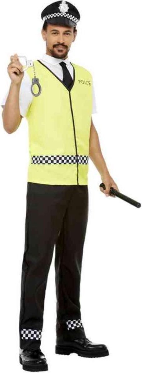 Smiffys Kostuum -XL- Police Officer Zwart/Geel