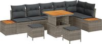 vidaXL Tuinbank - Set - 9 - st - Grijs - poly - rattan