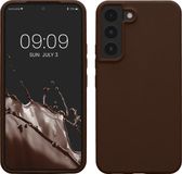 kwmobile telefoonhoesje geschikt voor Samsung Galaxy S22 - Hoesje met siliconen coating - Smartphone case in chocoladebruin