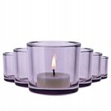 Trend glass Set van 6 Paarse Glazen Theelichthouders - 8 cm Hoog