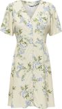 ONLY ONLEVIDA S/S SHORT DRESS WVN NOOS - Jurk - V-hals - Korte mouw - Viscose - Gebloemd - Bone White