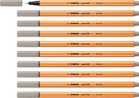 STABILO point 88 - Premium Fineliner - Fine 0,4 mm – Warm Grijs – Doos 10 stuks