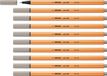 STABILO point 88 - Premium Fineliner - Fine 0,4 mm – Warm Grijs – Doos 10 stuks