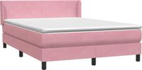 vidaXL Boxspring met matras fluweel roze 140x220 cm