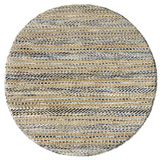 HAMID - Olivia rond jute tapijt, tapijt van wol en jute, handgeweven, voor woonkamer, slaapkamer, woonkamer, kleur blauw gemarmerd, (100 x 100 cm)