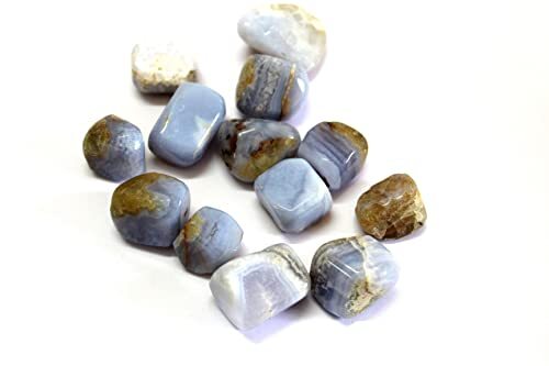 Jet International Wow Blue Lace Agaat Tumbled Stone 100 Gram 1 "- 1.5" Echt A Grade W/Velvet Pouch Superieure Kwaliteit Originele Edelsteen Natuurlijke Gepolijst Spirituele Psychische Healing Positieve Energie