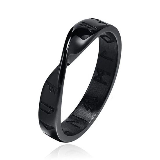 Mendes Nordic Heren Ring- Rune Script Black-18mm