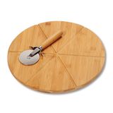 Kesper 58462 pizzabord met pizzasnijder, FSC-gecertificeerd bamboe, afmetingen: ø 32 cm, dikte: 1,5 cm