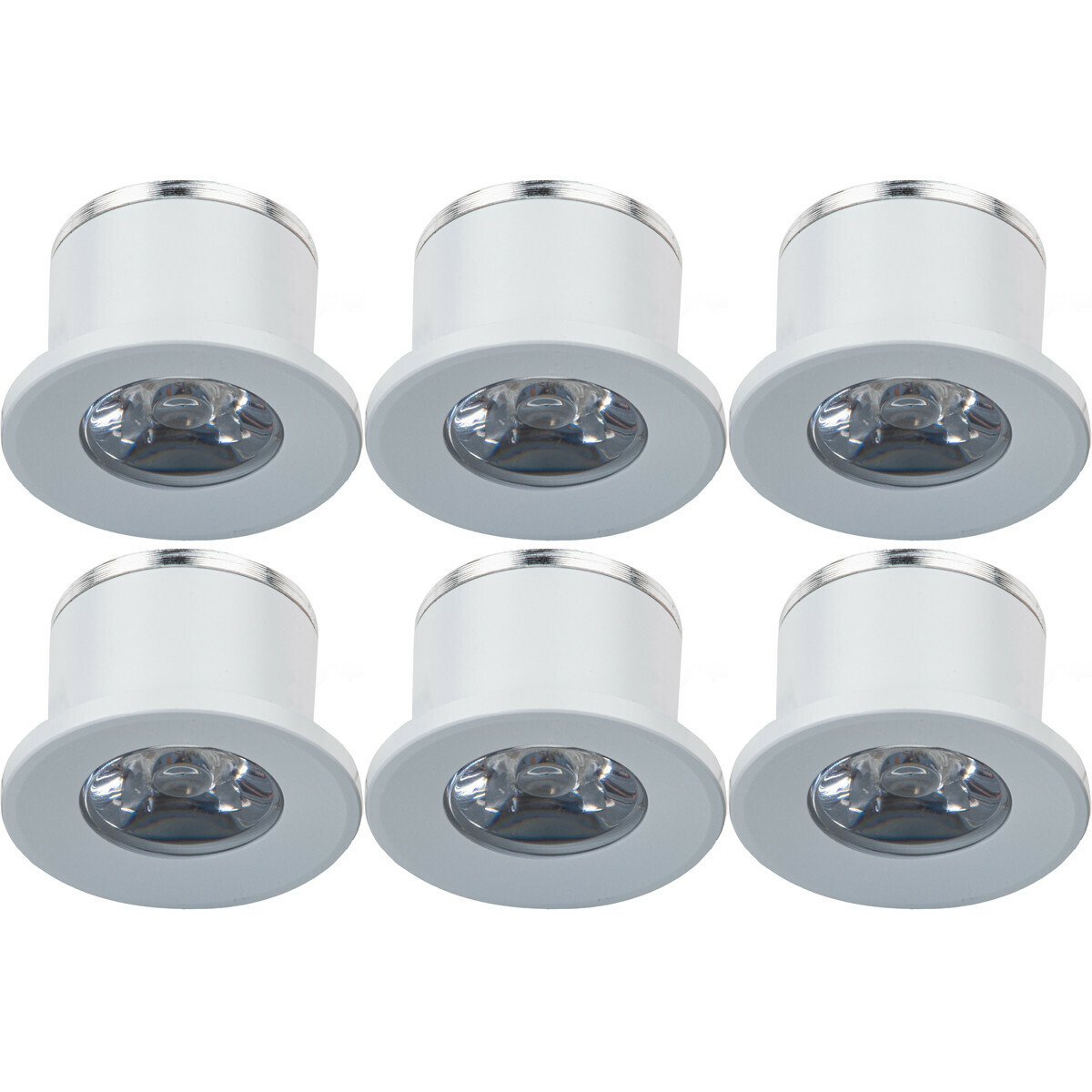 Velvalux Voordeelpak LED Veranda Spot Verlichting 6 Pack - 1W - Warm Wit 3000K - Inbouw - Dimbaar - Rond - Mat Wit - Aluminium - Ø31mm