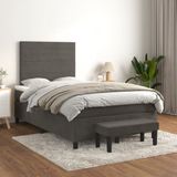 vidaXL Boxspringbed met matras, donkergrijs, 120x200 cm, fluweel
