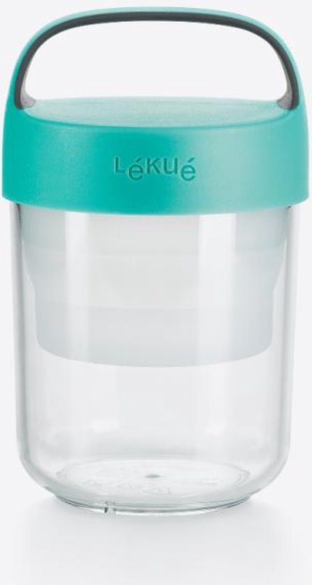 L&#233;ku&#233; snackdoos Jar To Go met vouwbaar compartiment uit Tritan muntgroen 400ml