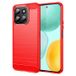 Honor Coque Honor X6c en TPU Brossé - Fibre de Carbone - Rouge