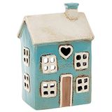 Village Pottery Blue House Heart theelichthouder