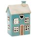 Village Pottery Blue House Heart theelichthouder