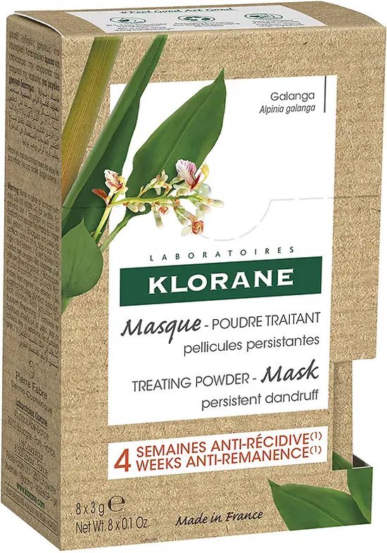 Klorane Galanga Treatment Powder Mask Hardnekkige Roos 8 Zakken