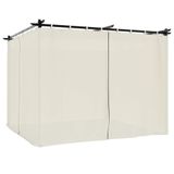 vidaXL Prieel met gordijnen 3x3 m staal crèmekleurig