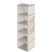 Cozary Organizer hangkast met 5 planken, opvouwbare kledingkast, organizer om op te hangen met metalen haken, voor slaapkamer, beige