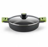BRA Prior Lage steelpan met glazen deksel en siliconen handgrepen, 28 cm