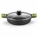 BRA Prior Lage steelpan met glazen deksel en siliconen handgrepen, 28 cm