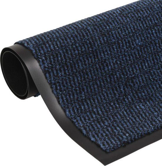 vidaXL Droogloopmat Rechthoekig Getuft Wol Blauw 40x60 cm