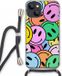 Case Company® - iPhone 13 Mini Case with Cord - Smiley N°1 - Black Cord - TPU - Back Cover