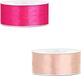Bellatio Decorations 2x Rouleaux Ruban Satin Cadeau/Ruban Décoratif - 2.5 cm x 25 mètre - Rose et Rose Saumon