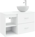 vidaXL Meuble de salle de bain 2 pcs Blanc Bois d'ingénierie