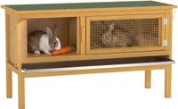 Pawhut Konijnenhok-Grenenhout-115L x 44,3B x 65H cm-Geel