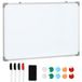Tableau blanc magnétique cadre aluminium 90 x 60 cm avec feutres, effaceur et aimants