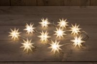 Anna's Collection 10 3D Ster Wit 6,5Cm / 10Led Warm Wit 1,5M / 5M Transparant Aanloopsnoer / Ip44 Trafo Met Timer kerstverlichting