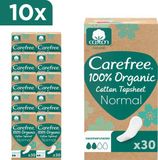 Carefree Organic Normal inlegkruisjes van 100% biologisch katoen, hypoallergeen en dermatologisch getest, natuurlijk droog gevoel en zacht voor de huid, 10x30 stuks