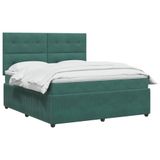 VidaXL Boxspringbed met matras, donkergroen, 140 x 190 cm, fluweel