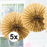 Merkloos / Sans marque Folat Bv Decoratie waaier van papier - 5x - Honeycomb - goud - Dia 45 cm