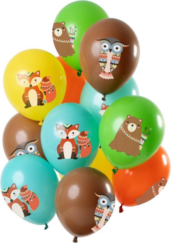 Folat Ballonnen Bosdieren Meerkleurig 30cm - 12 stuks